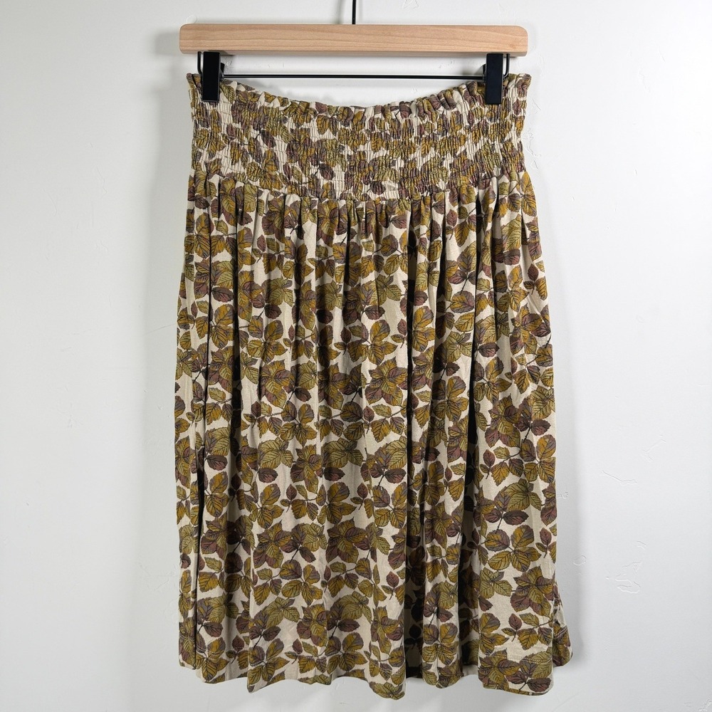 Kate Quinn Women's Skirt Small Smocked Autumn Bamboo Viscose Earthy Granola Girl